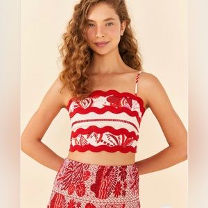 Farm Rio Off-White Rio Tiles Crop Top